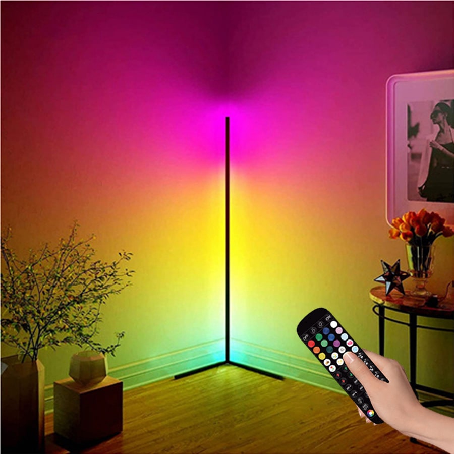 Rgb Corner Floor Lamp with Remote Control and Color Changing LED Ambient Lighting Hanging - Image 4