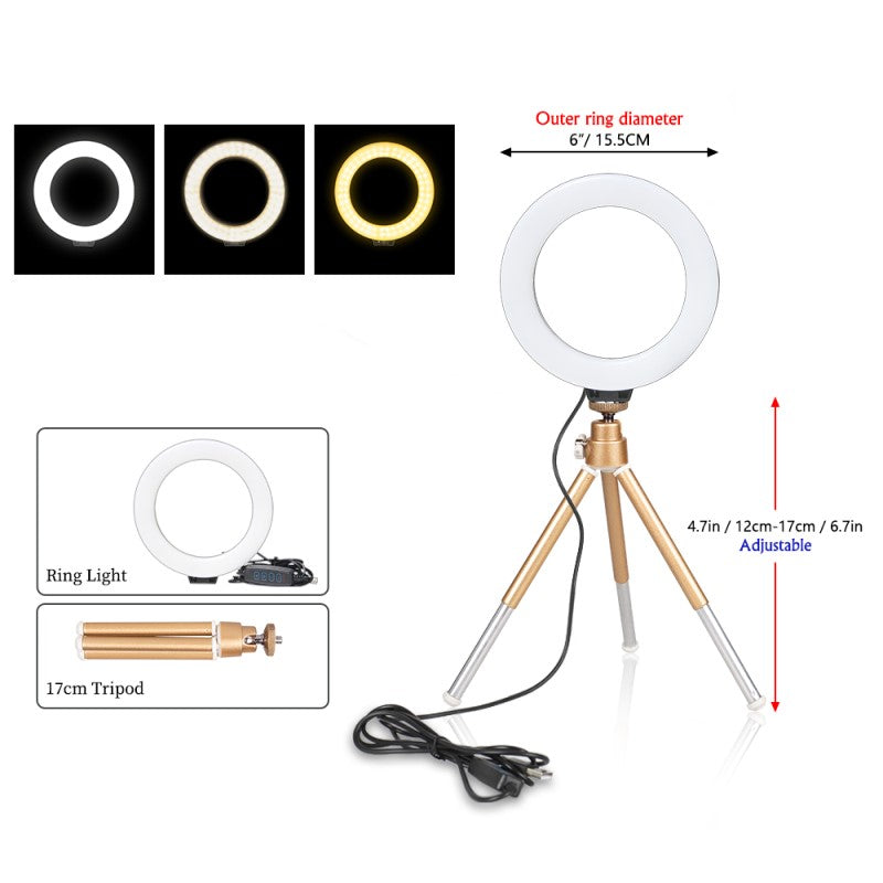 Ring Light for Photography and Video – Adjustable LED Lighting for Content Creation, Selfies and Online Meetings