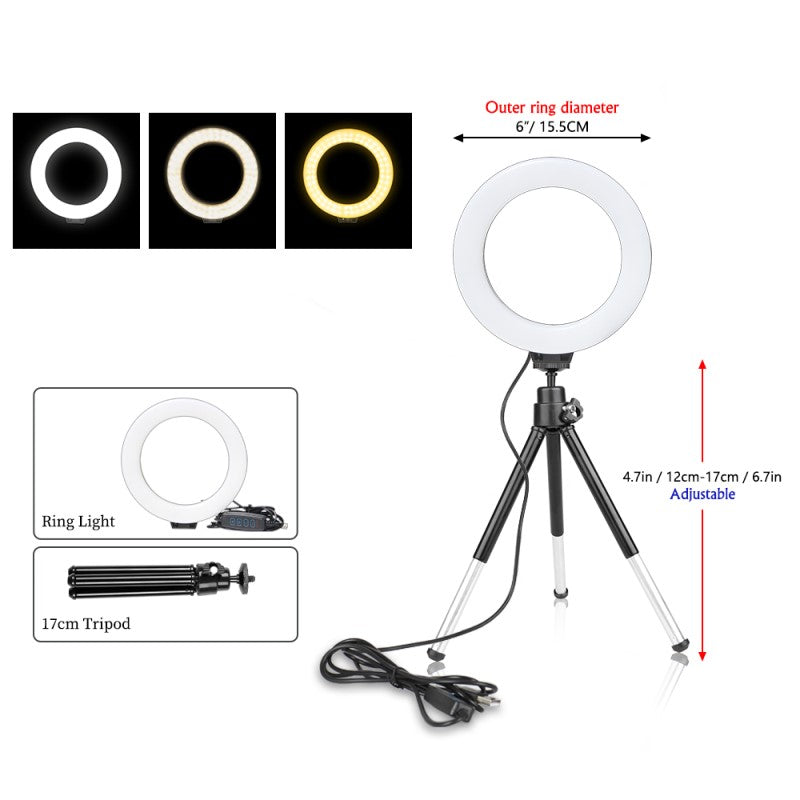 Ring Light for Photography and Video – Adjustable LED Lighting for Content Creation, Selfies and Online Meetings