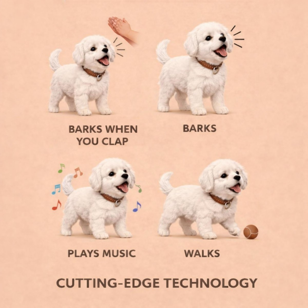 Interactive Plush Maltese Puppy Toy - Realistic Companion Robot