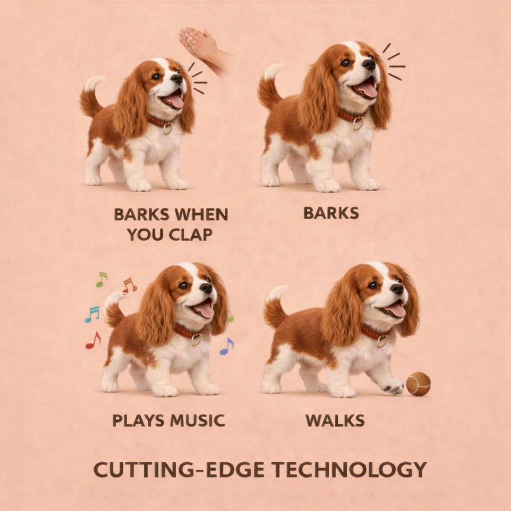 Interactive Realistic Cavalier King Charles Spaniel Robot Puppy Toy | Walks, Barks, and Wags Its Tail
