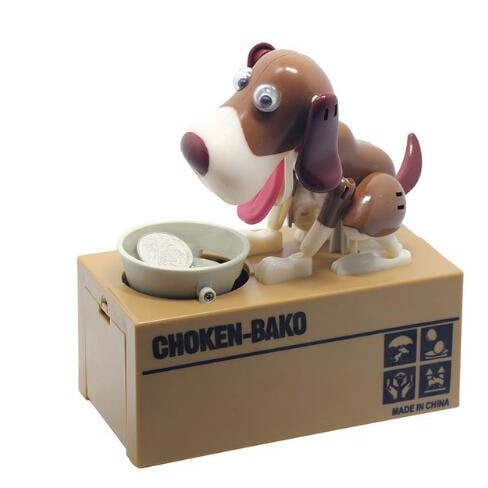 Robotic Dog Piggy Bank Big Huge Automatic Coin Eating Bowl and Googly Eyes Large - Image 1