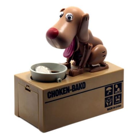 Robotic Dog Piggy Bank Big Huge Automatic Coin Eating Bowl and Googly Eyes Large - Image 3