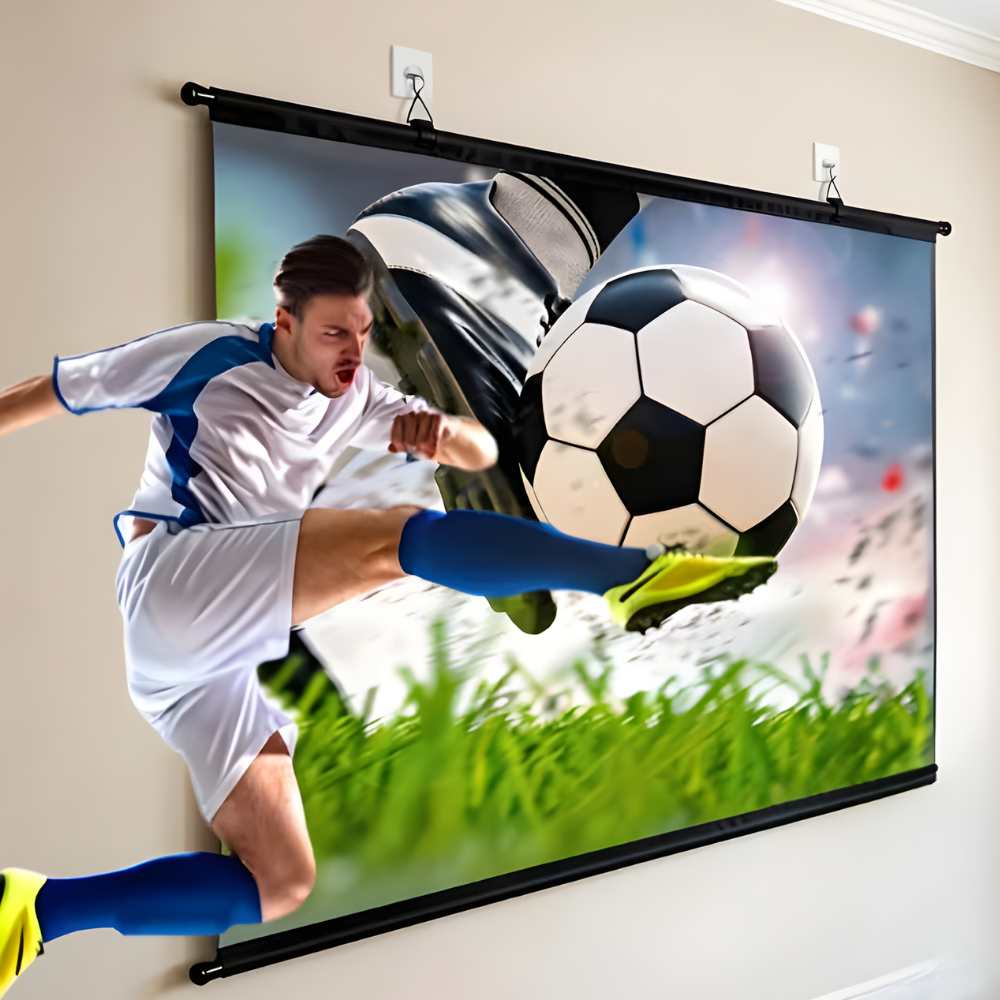 Roll Up Projector Screen Support Bars Wall Mounted Hanging Metal Loops Grey - Image 1
