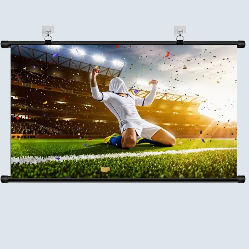 Roll Up Projector Screen Support Bars Wall Mounted Hanging Metal Loops Grey - Image 2