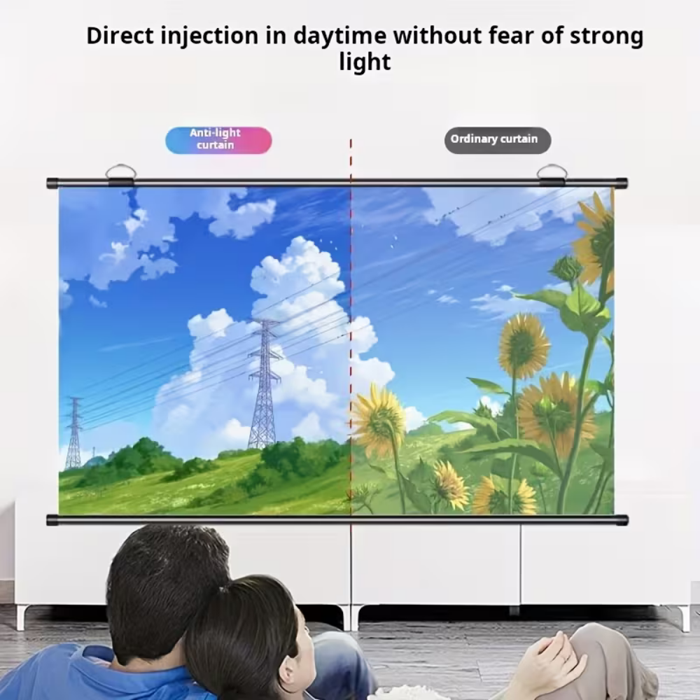 Roll Up Projector Screen Support Bars Wall Mounted Hanging Metal Loops Grey - Image 3