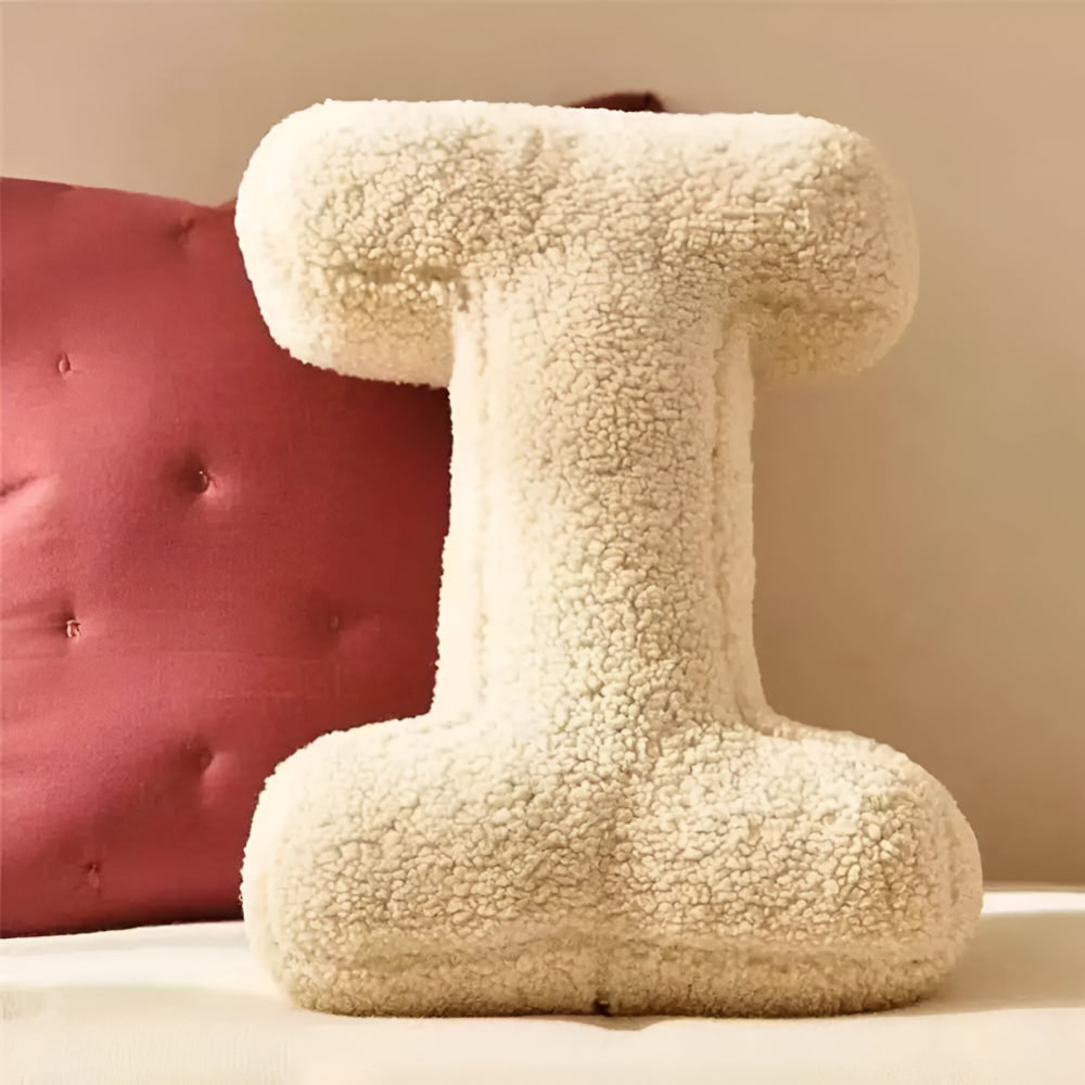 Rounded Edge Letter Pillow Alphabet Shaped Sherpa Plush Throw Decor For Bedroom - Image 30