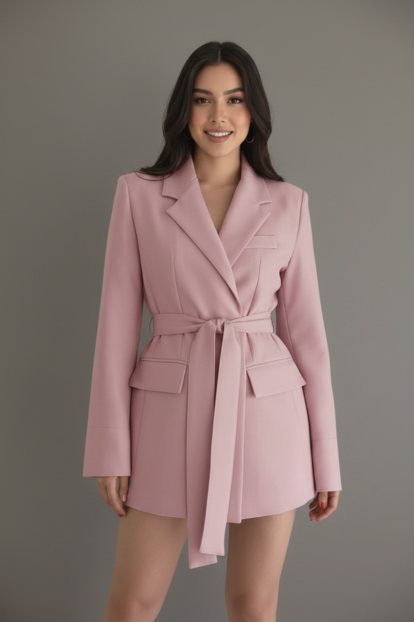 Aveline Blazer Dress with Tie Belt