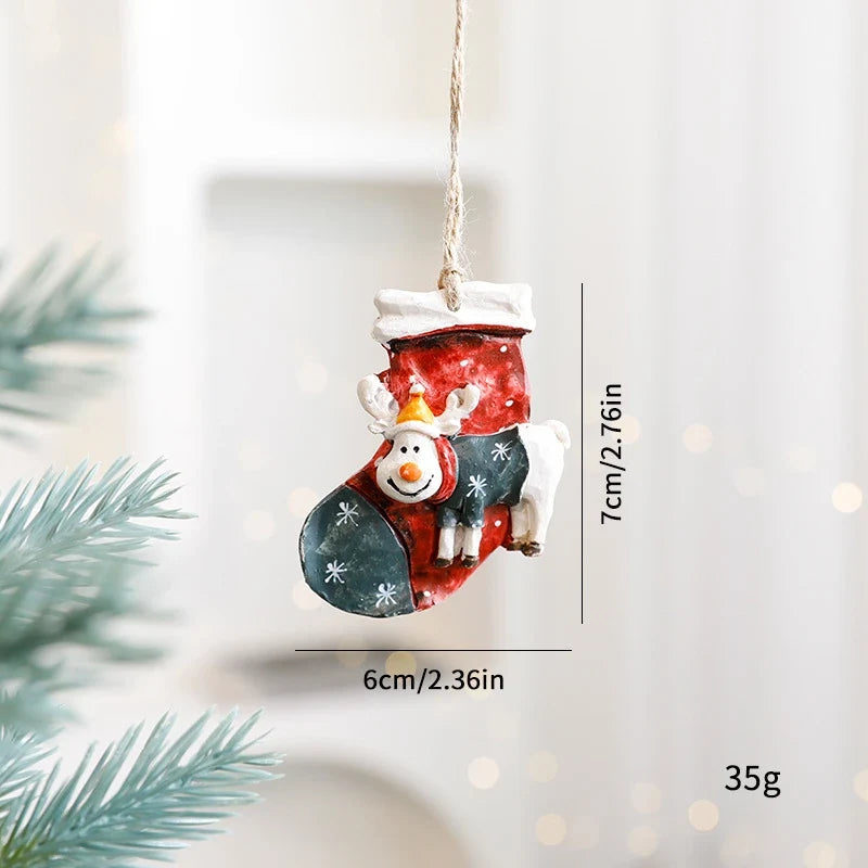 Rustic Resin Christmas Ornament with Hand-Painted Details and Jute String - Image 9