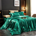 Satin Bedding Set with Silk Sheet Smooth High-Shine Duvet Cover and Pillowcases Toddler - Image 1