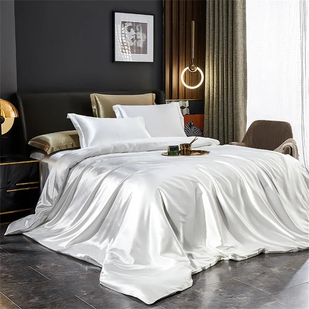 Satin Bedding Set with Silk Sheet Smooth High-Shine Duvet Cover and Pillowcases Toddler - Image 5
