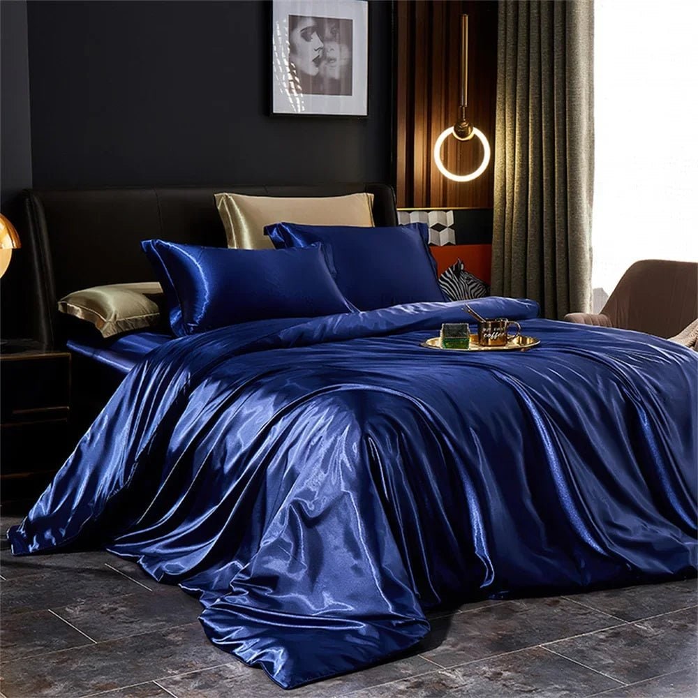 Satin Bedding Set with Silk Sheet Smooth High-Shine Duvet Cover and Pillowcases Toddler - Image 6