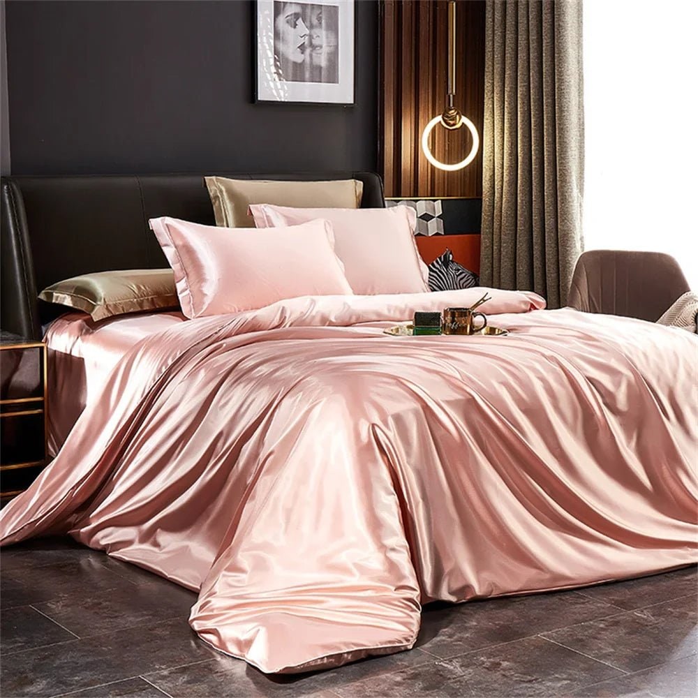 Satin Bedding Set with Silk Sheet Smooth High-Shine Duvet Cover and Pillowcases Toddler - Image 7