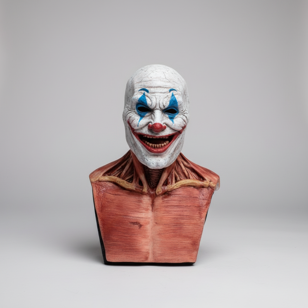 Scary Halloween Mask Costume with Creepy Peel-Off Clown and Skull Latex Design Full Head Coverage - Image 4