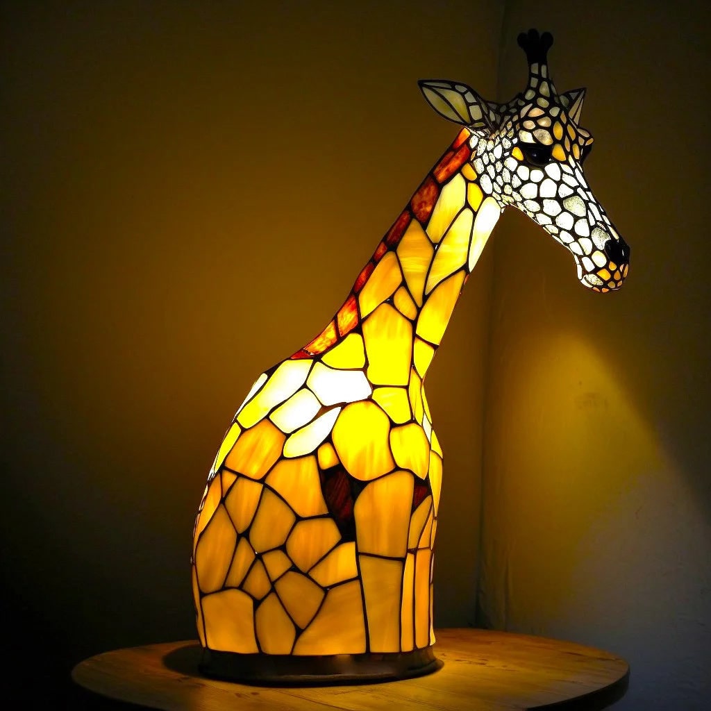 Sculptural Animal Table Lamp Stained Glass Shaped Mosaic Illuminated Gift - Image 8