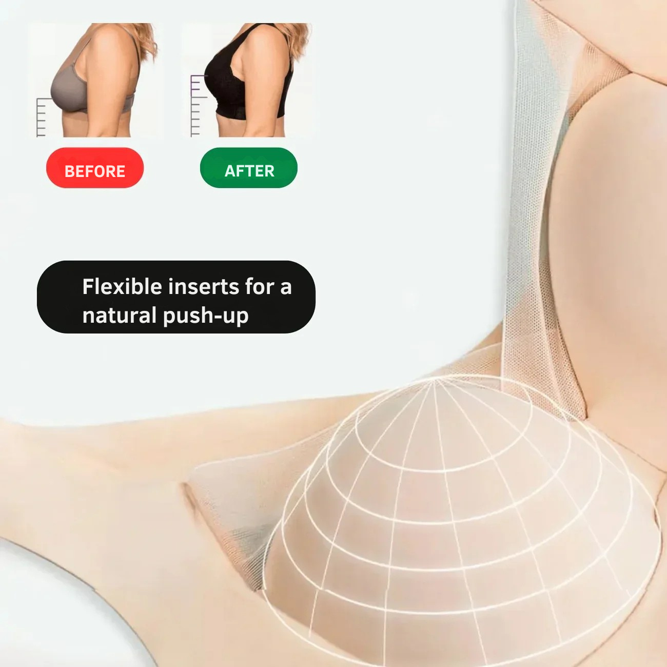 Seamless Wireless Bra Comfort Invisible Removable Cups Mesh Breathable Deep Back - Image 2