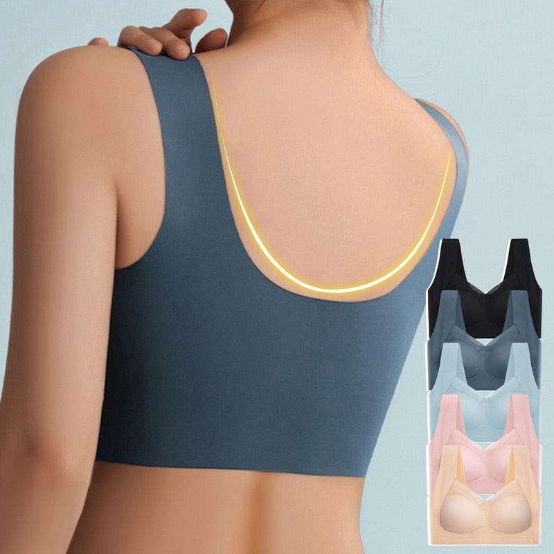 Seamless Wireless Bra Comfort Invisible Removable Cups Mesh Breathable Deep Back - Image 6
