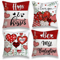 Seasonal Throw Pillow Covers Valentine's Day Heart Print 4 Pack Square - Image 1