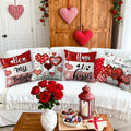 Seasonal Throw Pillow Covers Valentine's Day Heart Print 4 Pack Square - Image 2