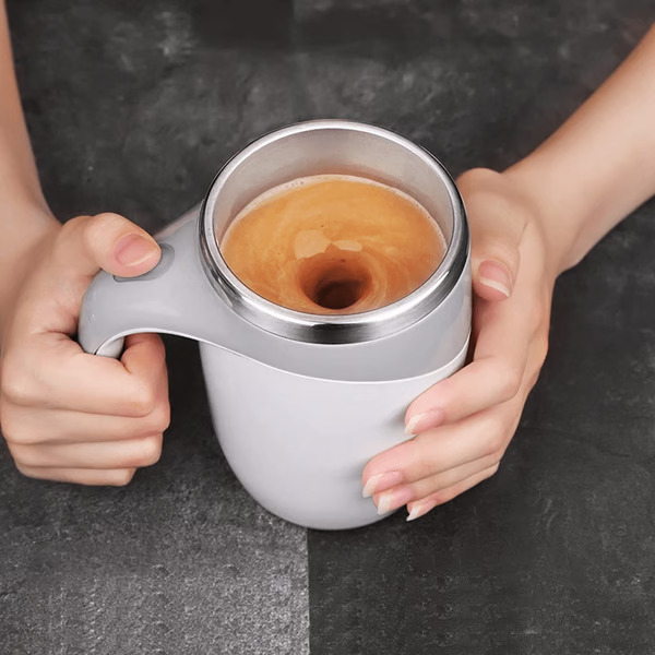 Self Stirring Coffee Mug with Stainless Steel Interior Rechargeable Automatic Cup and Lid - Image 1