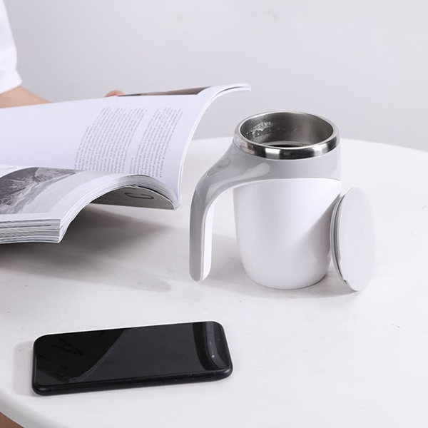 Self Stirring Coffee Mug with Stainless Steel Interior Rechargeable Automatic Cup and Lid - Image 2