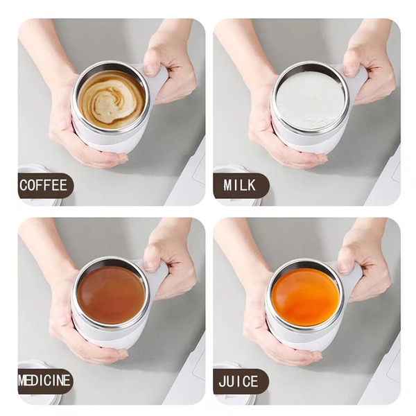 Self Stirring Coffee Mug with Stainless Steel Interior Rechargeable Automatic Cup and Lid - Image 3