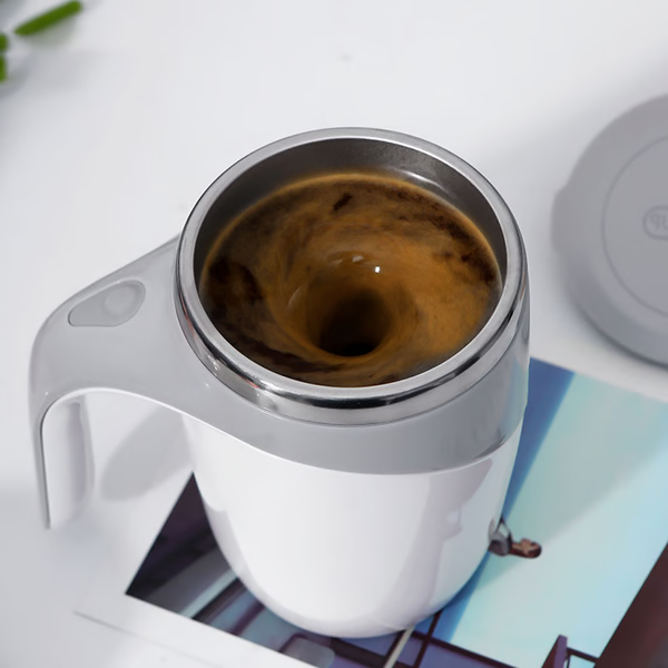 Self Stirring Coffee Mug with Stainless Steel Interior Rechargeable Automatic Cup and Lid - Image 4