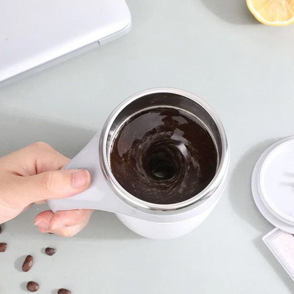 Self Stirring Coffee Mug with Stainless Steel Interior Rechargeable Automatic Cup and Lid - Image 5