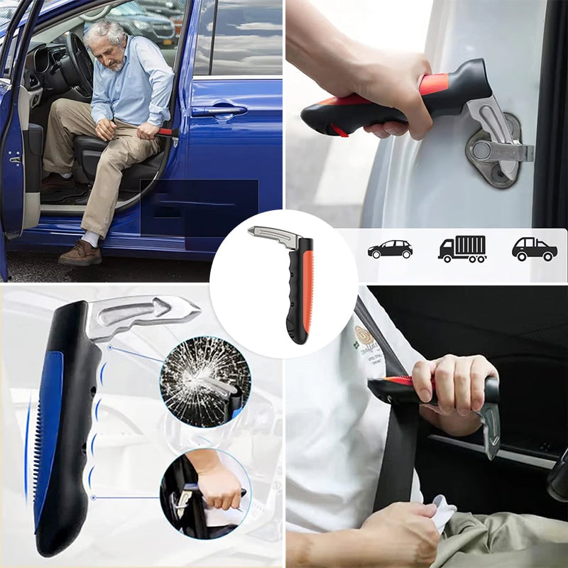 Seniors Car Assist Handle with Window Breaker and Seatbelt Cutter - Image 1