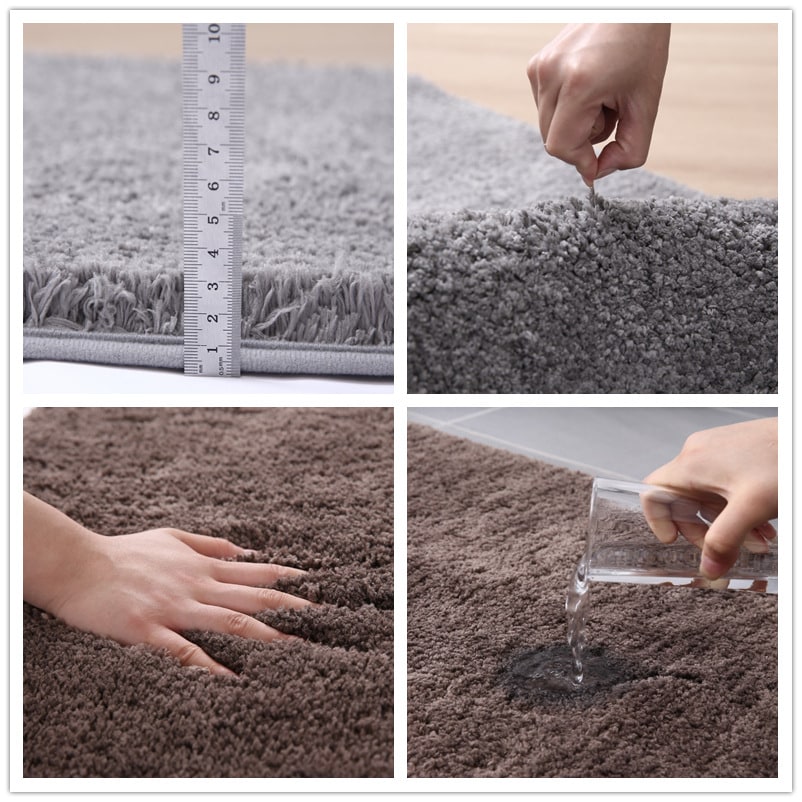Shaggy Bath Mat with Quick Dry Microfiber Bathroom Floor Set and Non Slip Base Skid Shower - Image 4