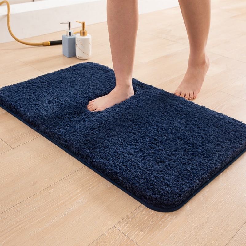Shaggy Bath Mat with Quick Dry Microfiber Bathroom Floor Set and Non Slip Base Skid Shower - Image 8