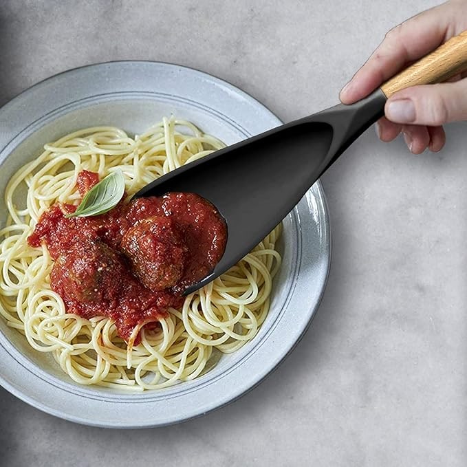 Silicone Spatula Spoon with Wooden Handle and Tool Rest - Image 9