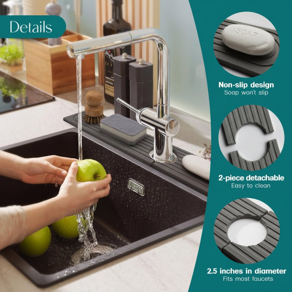 Sink Splash Guard Diatomaceous Earth Faucet Drying Mat with Absorbent Stone Surface - Image 11