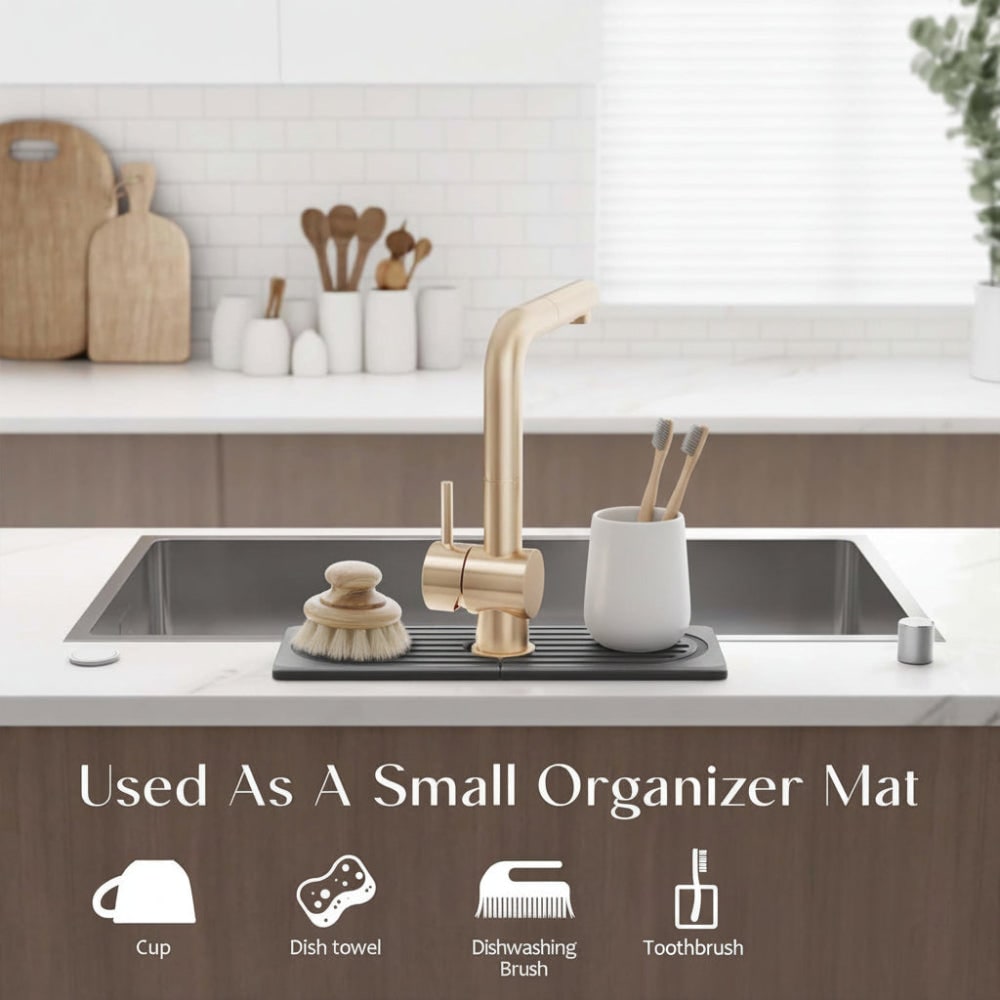 Sink Splash Guard Diatomaceous Earth Faucet Drying Mat with Absorbent Stone Surface - Image 5