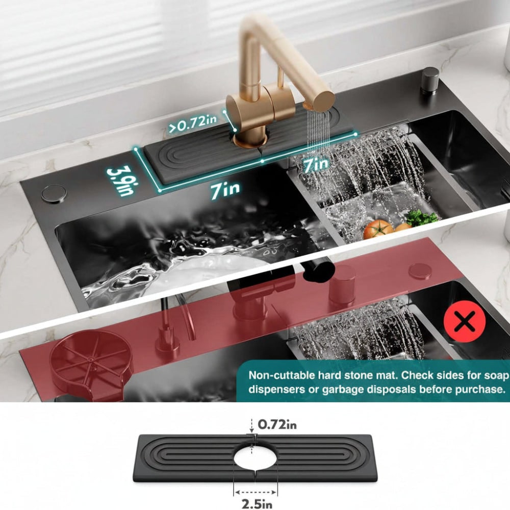 Sink Splash Guard Diatomaceous Earth Faucet Drying Mat with Absorbent Stone Surface - Image 6