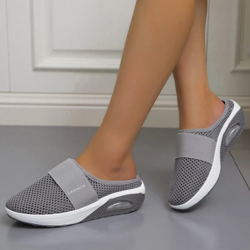 Slip-On Sneakers with Air Cushion Platform Mesh Mule and Non-Slip Sole - Image 2