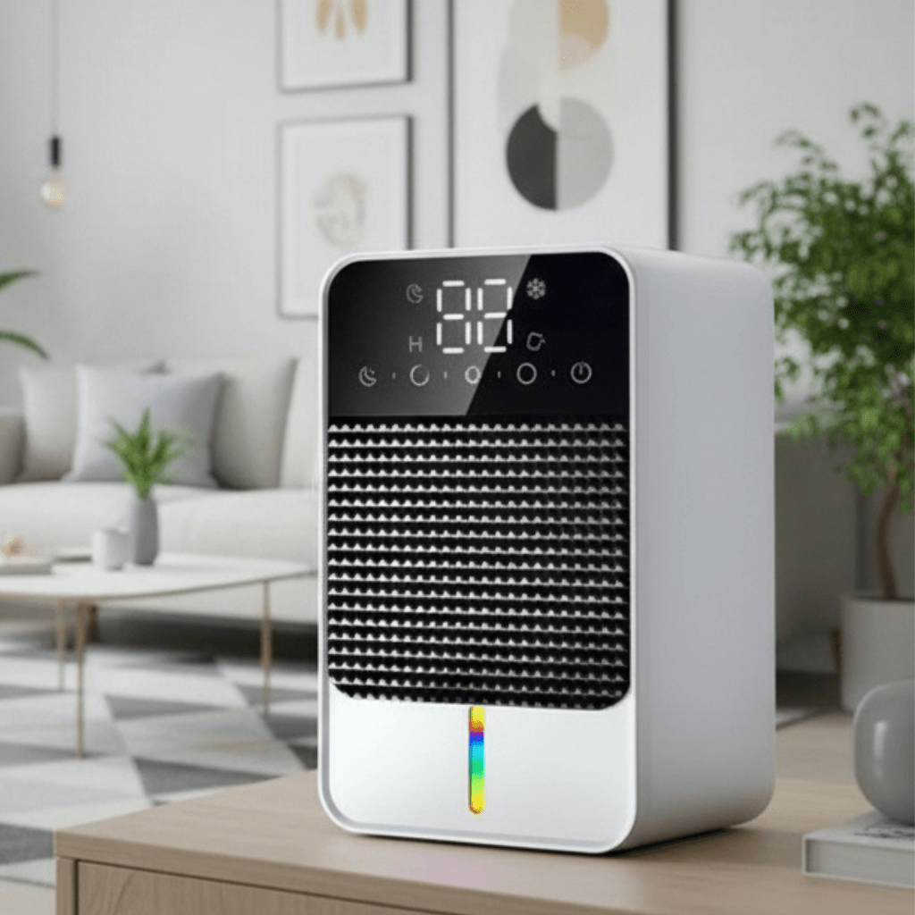 Small Dehumidifier for Bathroom Bedroom and Basement with LED Touch Panel and 1500ml Water Tank - Image 1