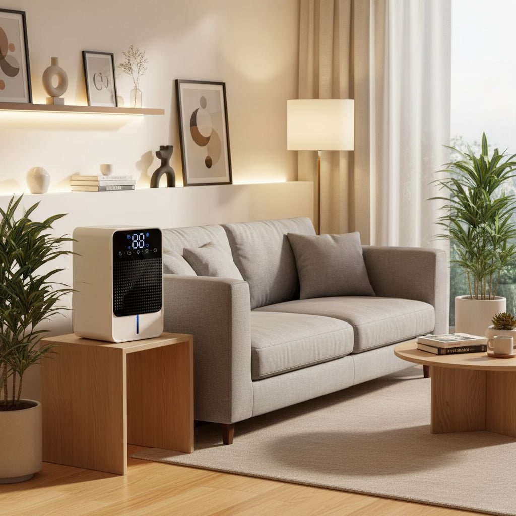 Small Dehumidifier for Bathroom Bedroom and Basement with LED Touch Panel and 1500ml Water Tank - Image 4