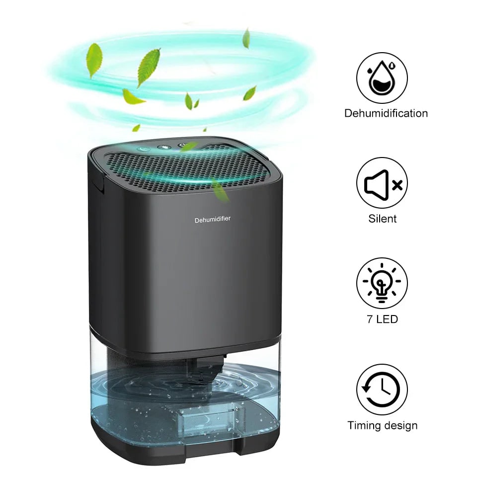 Small Dehumidifier for Bedroom and Room with 1000ml Tank Night Light and Quiet Operation - Image 5