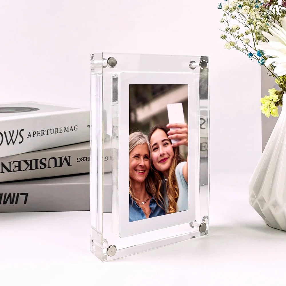 Smart Digital Picture Frame with Video Display and Acrylic Block Design Electronic Photo - Image 3