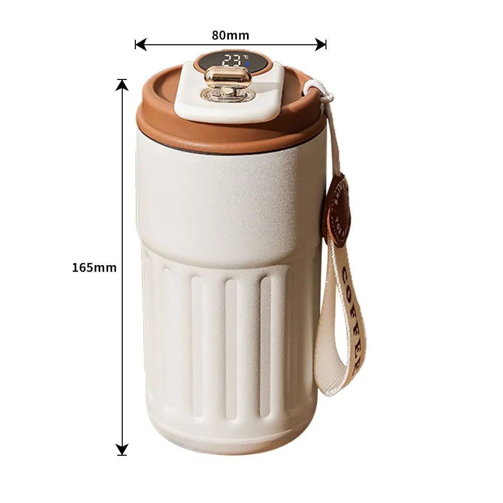 Smart Travel Mug with LED Temperature Display Insulated Stainless Steel Coffee with Handle - Image 3