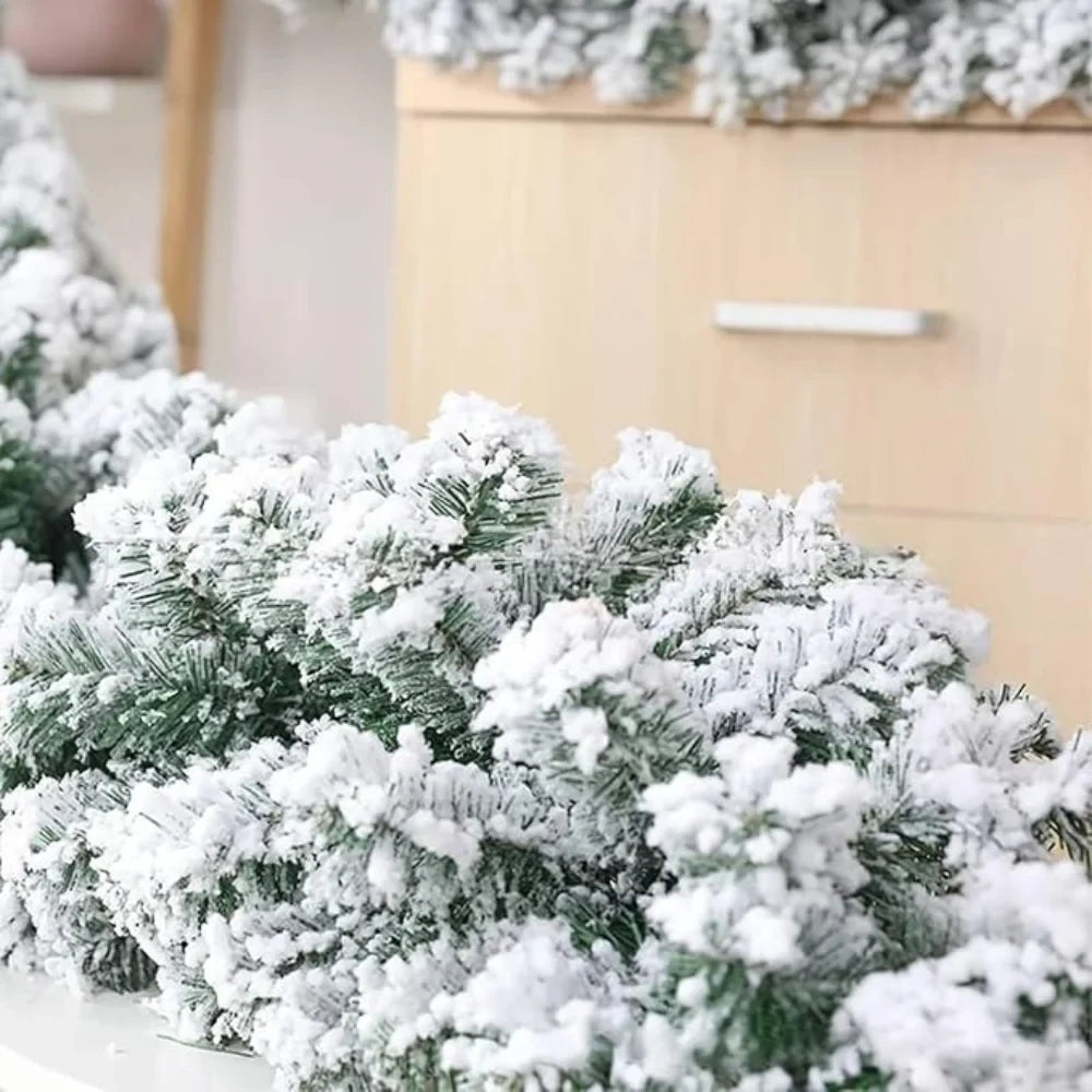 Snow-Flocked Artificial Christmas Garland for Stairs and Fireplace Mantel - Image 4