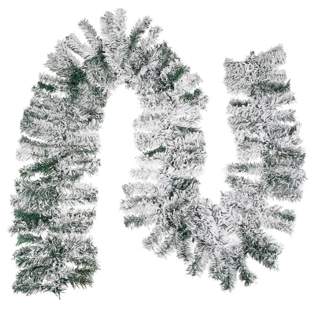 Snow-Flocked Artificial Christmas Garland for Stairs and Fireplace Mantel - Image 5