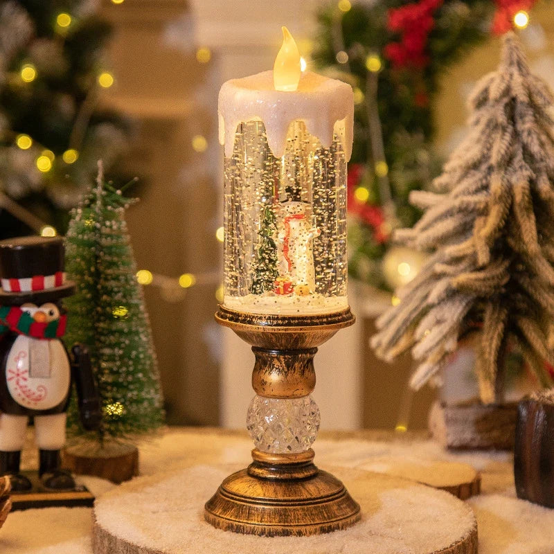 Snow Globe LED Christmas Candle with Battery Operated Light and Glitter Effects - Image 10