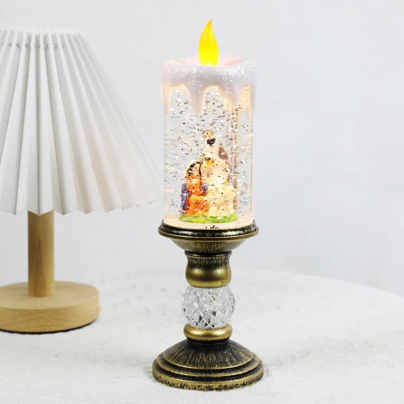 Snow Globe LED Christmas Candle with Battery Operated Light and Glitter Effects - Image 11