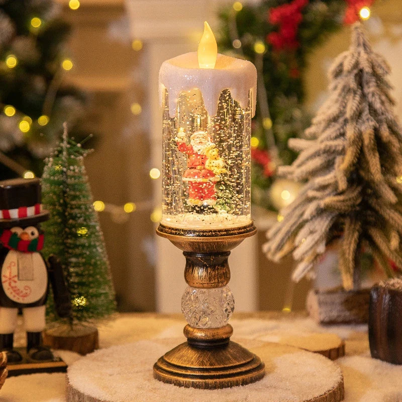 Snow Globe LED Christmas Candle with Battery Operated Light and Glitter Effects - Image 12