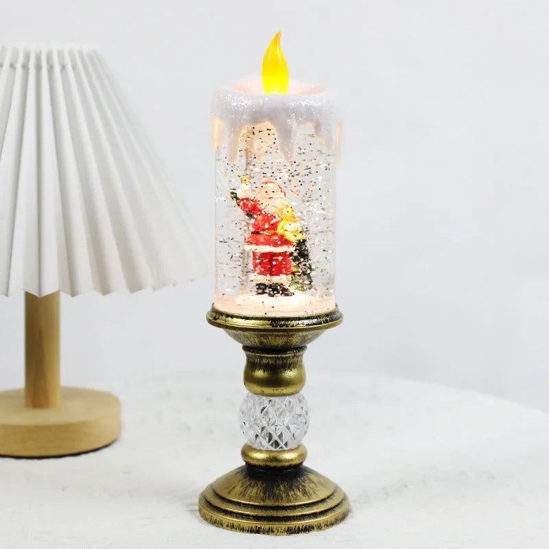 Snow Globe LED Christmas Candle with Battery Operated Light and Glitter Effects - Image 8