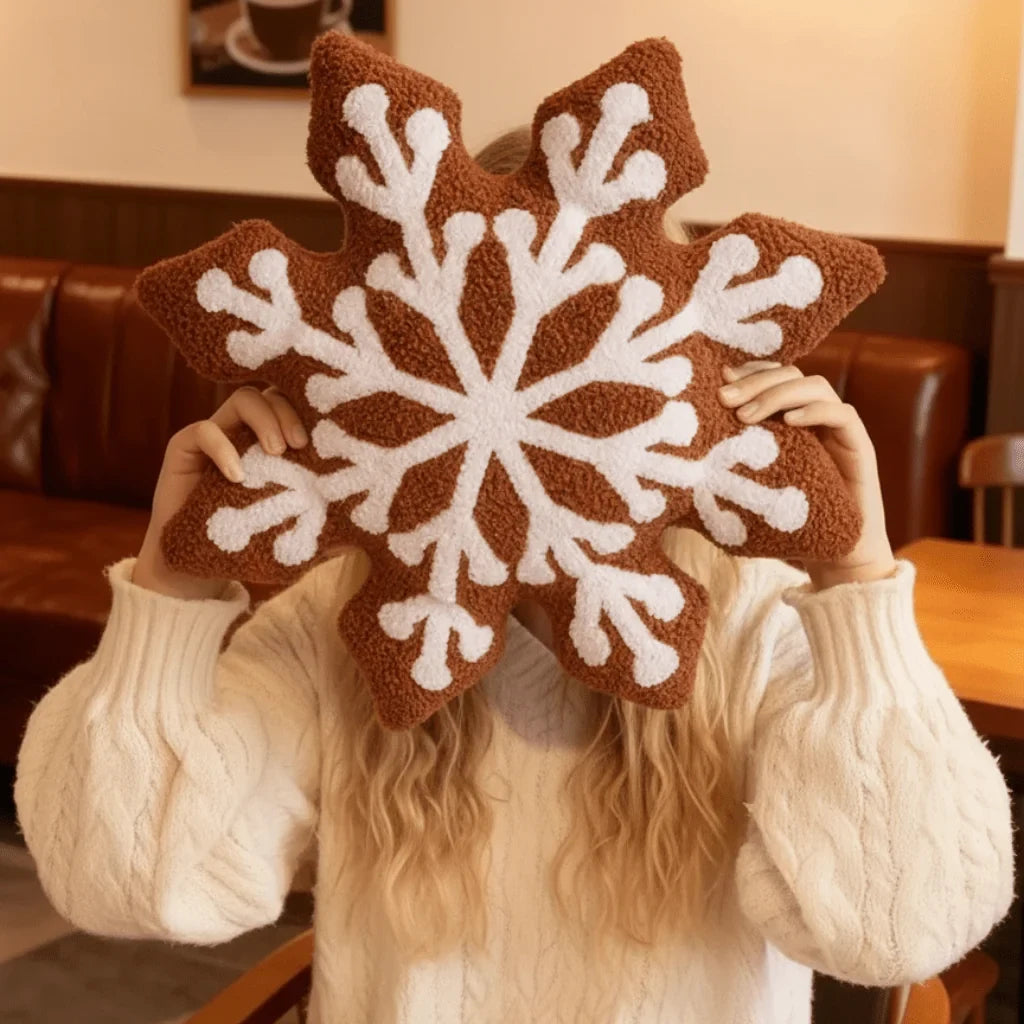 Snowflake Throw Pillow with Plush Sherpa Fabric and Tufted Pattern for Winter Decor - Image 6
