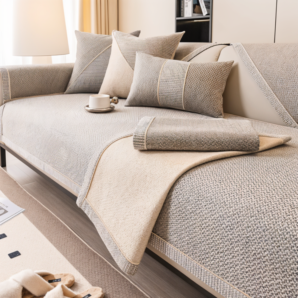 Sofa Couch Cover with Non-Slip Backing and Textured Woven Seat Protector - Image 2