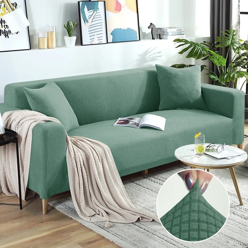 Sofa Cover Fitted Slipcovers with Elastic Stretchable Waffle Knit and Machine Washable Protection - Image 11